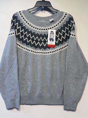 Weatherproof VintageTraditional fairisle raglan crewneck sweater Tweed yarn NWT